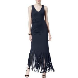 Inc International Concepts Black Maxi Fringe Dress